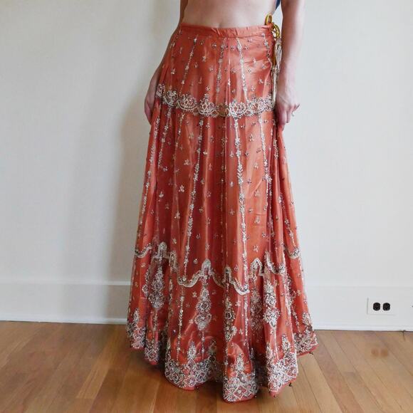 Vintage Beaded Skirt Low Rise Maxi Fairy Embroidered Indian Intricately Beaded - Picture 7 of 10